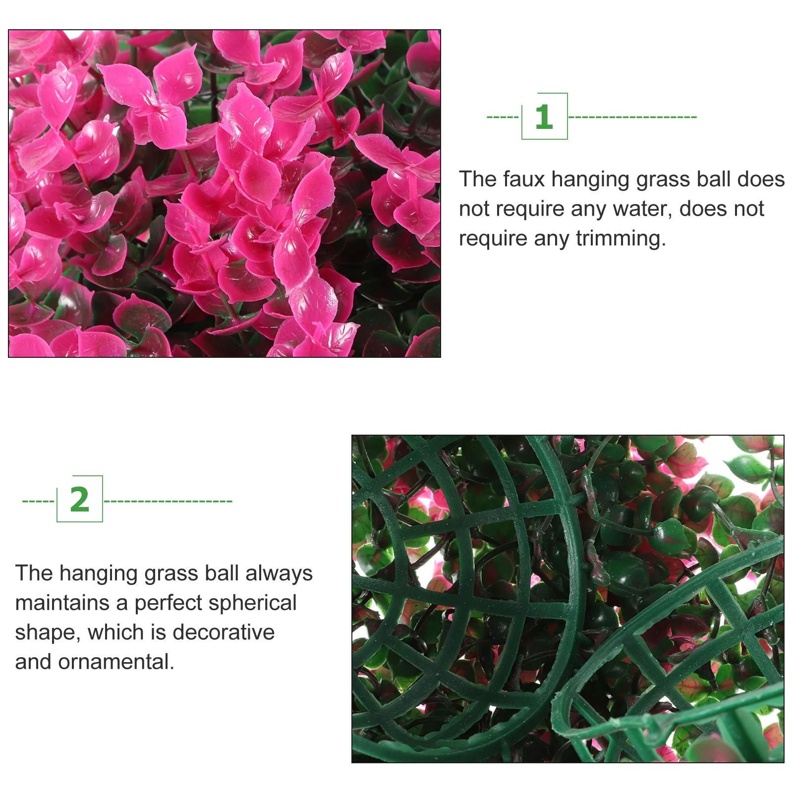 

Artificial Topiary Balls Simulation Grass Ball Decorative Ceiling Ornaments Small Round Greenery Planters Pink 12cm Outdoor