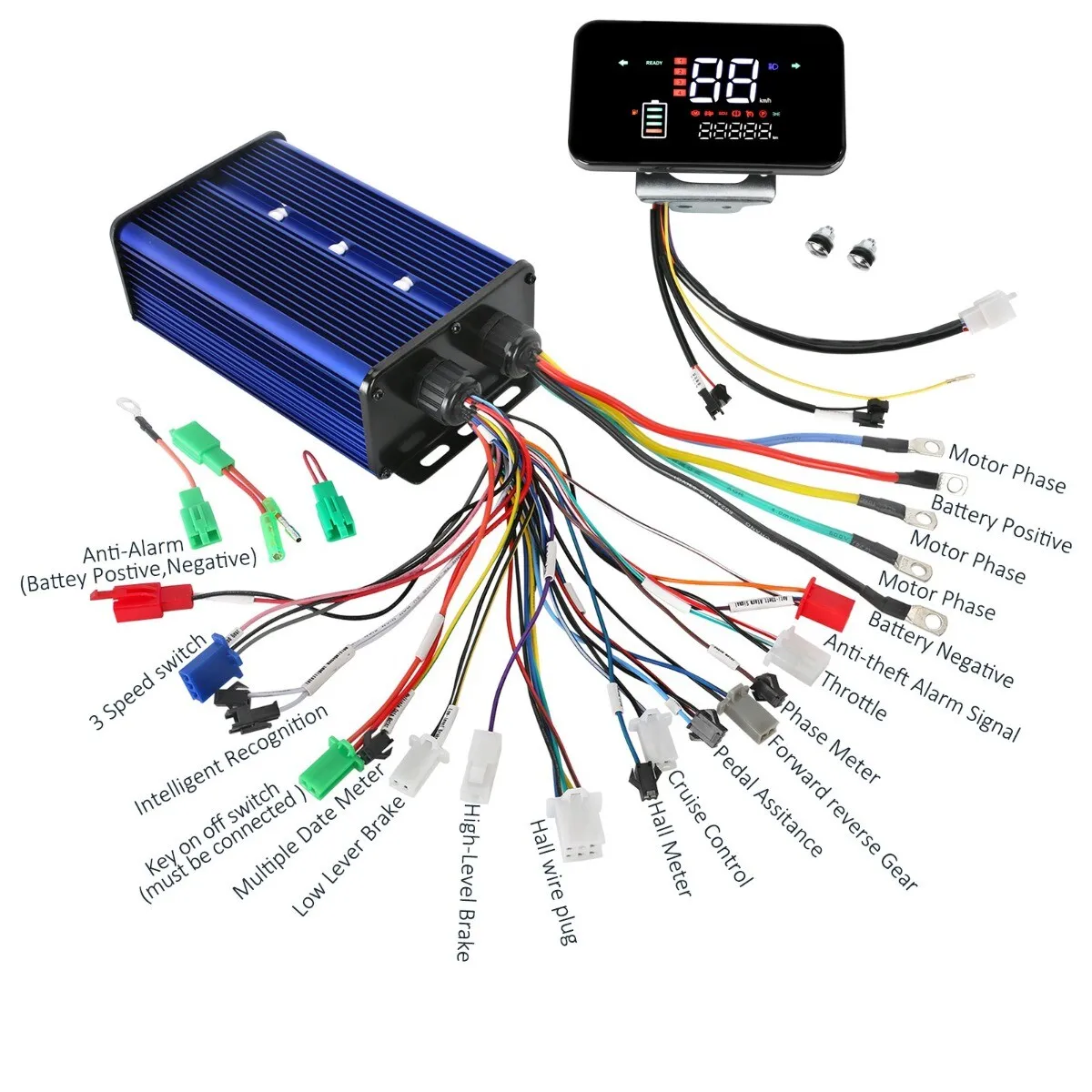 

Контроллер бесщеточного двигателя 36В 48В 72В 3000Вт с дисплеем для квадроциклов и картов