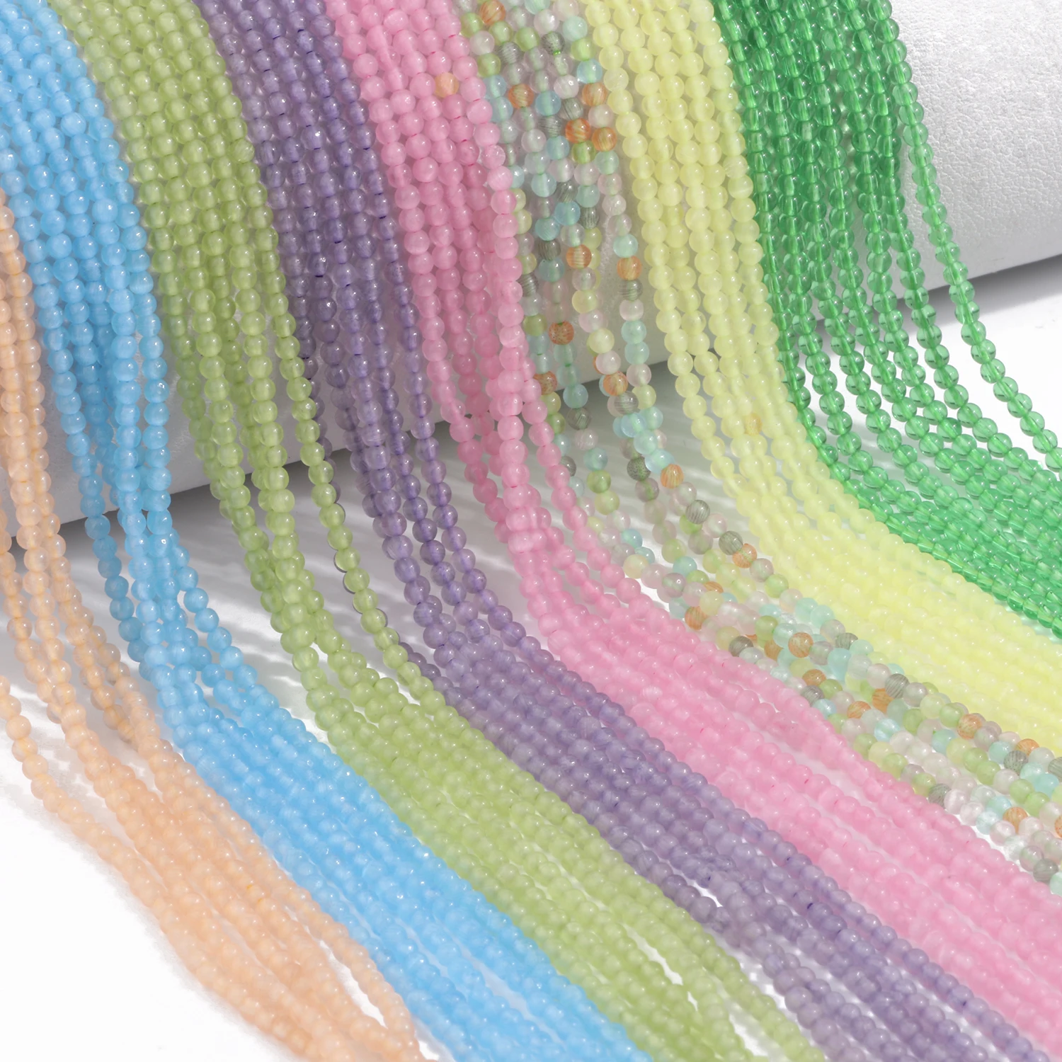 حبات حجرية من العقيق متعدد الألوان لصنع المجوهرات ، عين القط الطبيعية ، خصر صغير ، فاصل فضفاض ، إكسسوارات أساور تصنعها بنفسك ، 2 * * #1