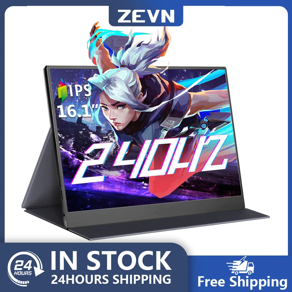 ZEVN 16.1 Inch 240hz Gaming Monitor Portable Display 2.5K QHD External Screen 100%sRGB 16:9 HDR FreeSync IPS Eye Care