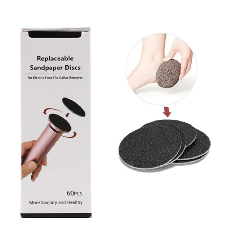 60 Pcs/Box Sandpaper Discs For Electric Foot File Callus Dead Skin Remover Foot Scrub Professional Sanding Paper Pedicure Tools