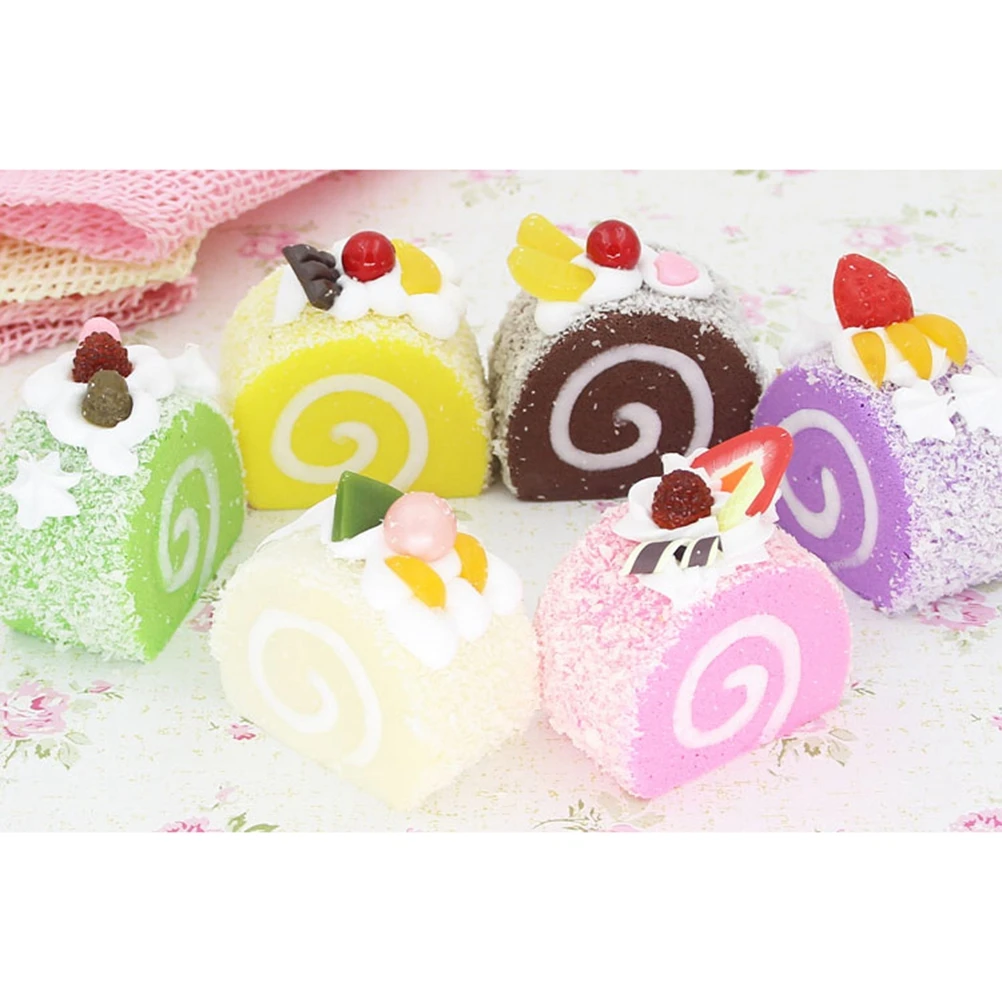 Artificial Cake PU Realistic Bright Color Imitation Dessert Decoration for Home Kitchen Party Office Bakery Photography Props