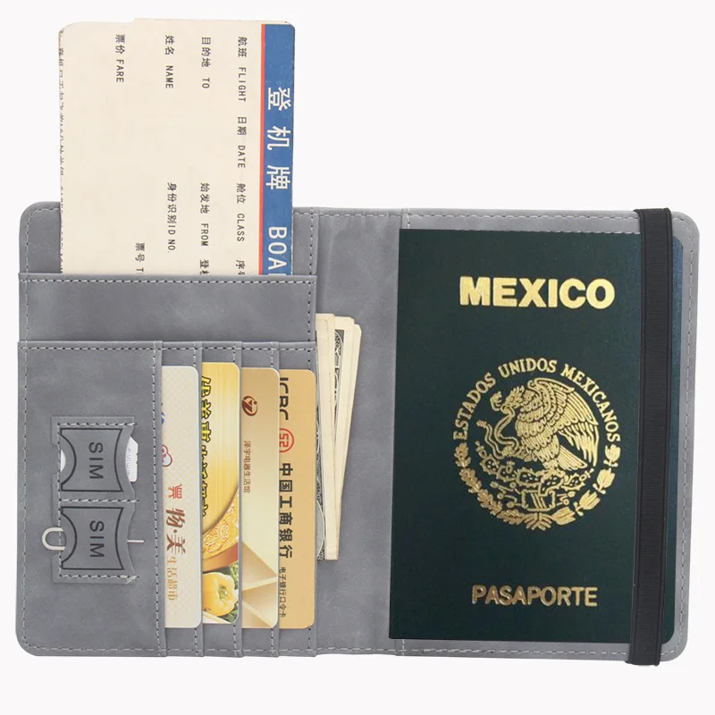 Funda de pasaporte de piel sintética para hombre y mujer, Protector de pasaporte para documentos de viaje