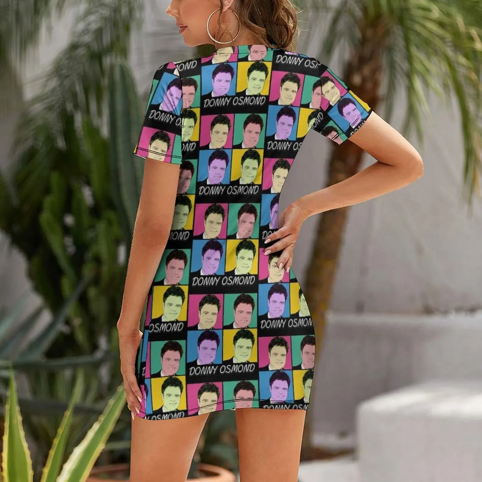 Donny Osmond 80s Pop Art Style Short Sleeved Dress birthday dresses for women prom clothes