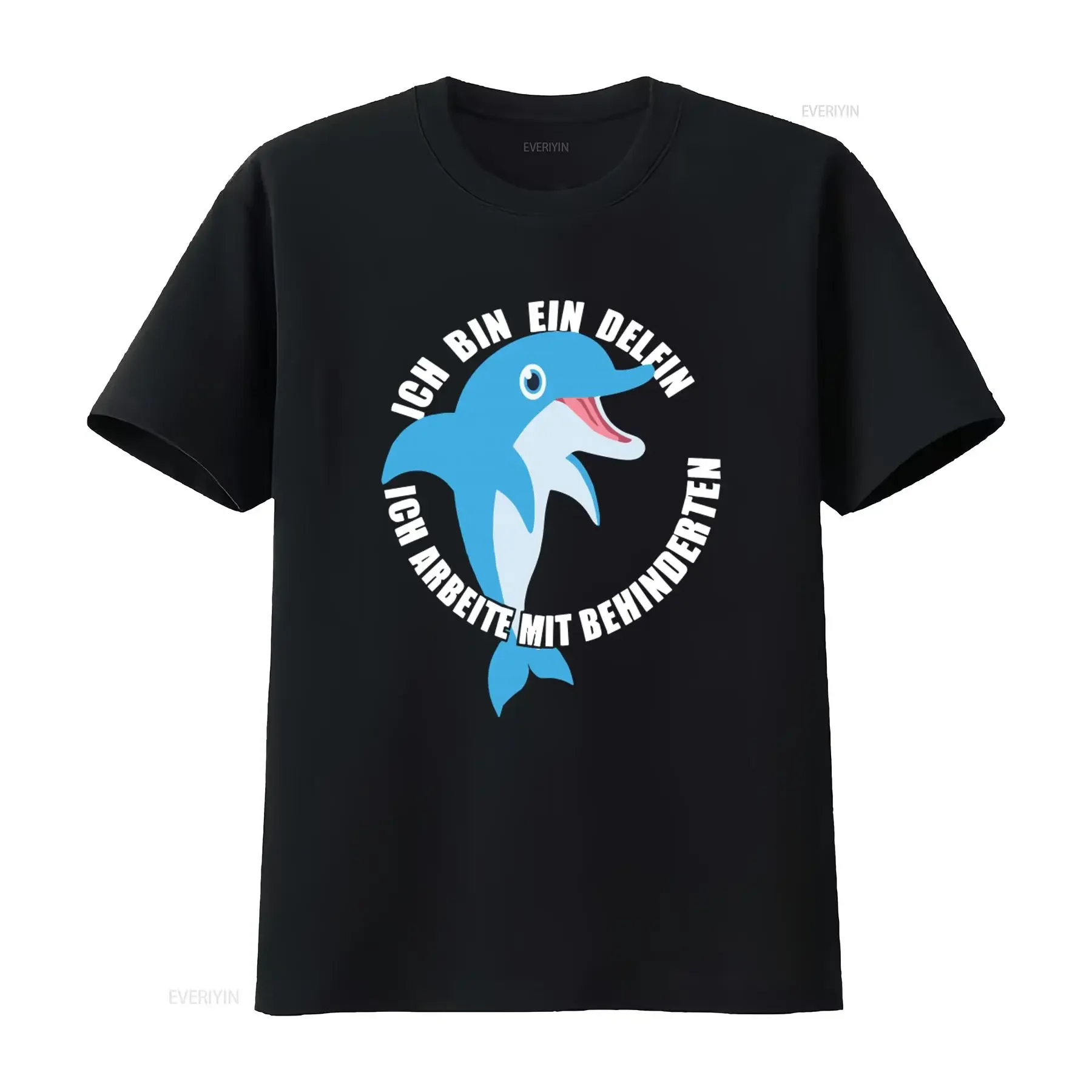 Funny Dolphin T Shirt I Am a Working with Disabled Humorous Design for Bundeswehr Fans vintage Washed Stretched Versatile