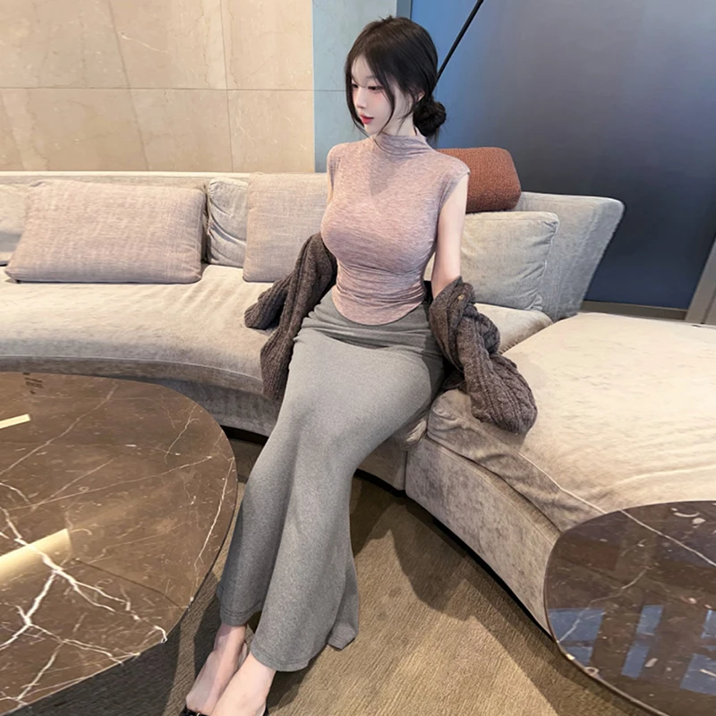 Summer New High Waist Pleated Fish Tail Half Skirt Women's Sexy Slimming Stylish Skirts Zilihua Brand High Elasticity Daily Wear