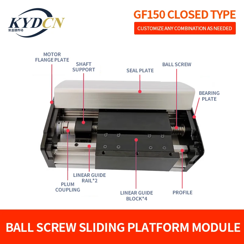 KYDCN GF150 slide table SFU1605 SFU1610 ball screw slide table module linear guide module dustproof sealing heavy load