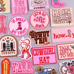 Cowgirl Hat Patches On Clothes Embroidered Patches For Clothing Cowboy Boots Fusible Patch Badge Iron On Patches For Clothes DIY