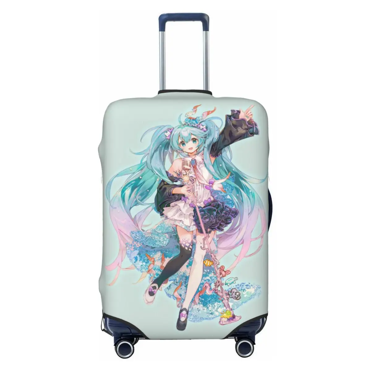 カスタム初音ミク-vocaloid-ロックアニメ旅行荷物カバー防塵スーツケースカバープロテクターフィット-18-32-インチ