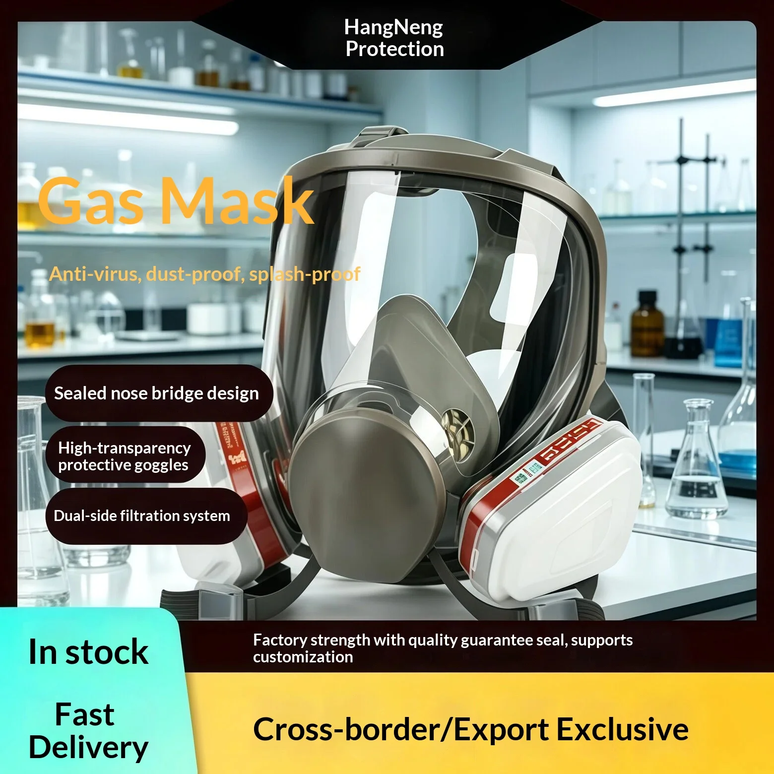 6800 Silicone Dust and Gas Protective Mask Filter Type Full Mask Cross-border Spray Paint Pesticide Chemical Gas Protective Mask