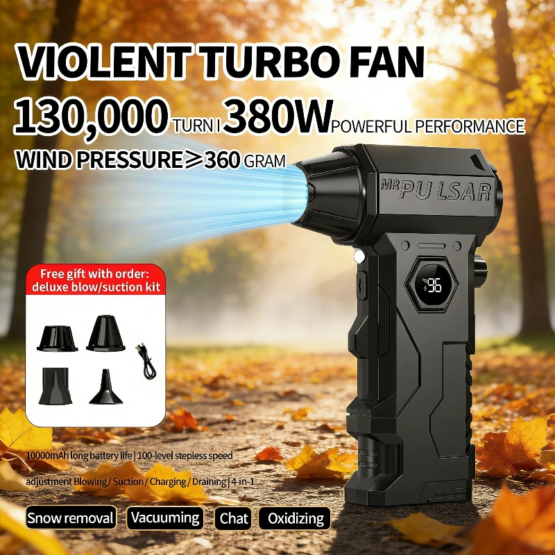 

Турбовентилятор-пылесос X7 Hurricane 130000 об/мин | Светодиодная насадка с несколькими соплами для детейлинга автомобилей и уборки дома/офиса