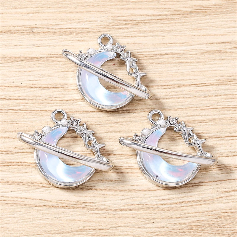 5 Stück 20x15mm Niedliche Kristallmond-Anhänger Passend für Halsketten, Ohrringe, Armbänder, DIY Handgemachtes Kunsthandwerk, Schmuckherstellungszubehör – Detail 8