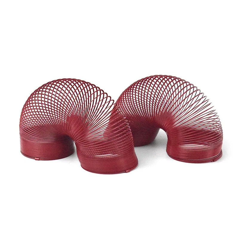 52X52MM Red Slinkys sprężyna dociskowa nostalgiczne zabawki naukowe stalowe metalowe gigantyczne tęczowe oryginały Slinky Coil Walking Spring