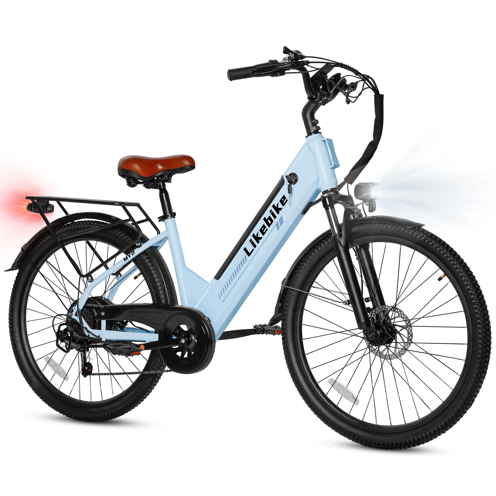 Electric Bike for Adults 500W Peak 1500W, 48V 13.5Ah Removable Battery, 26" Commuter E-bike 28MPH 85 Miles, Shimano 7-Speed, UL Certified image 3