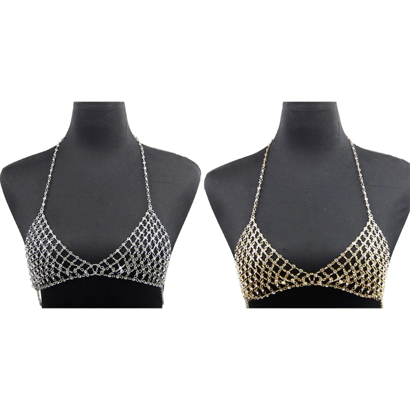 652D Vacation Leisure Nightclub Chest Chain Body Bikini  Artificial Diamond Crystal Bra Chain Top  Bra Chain