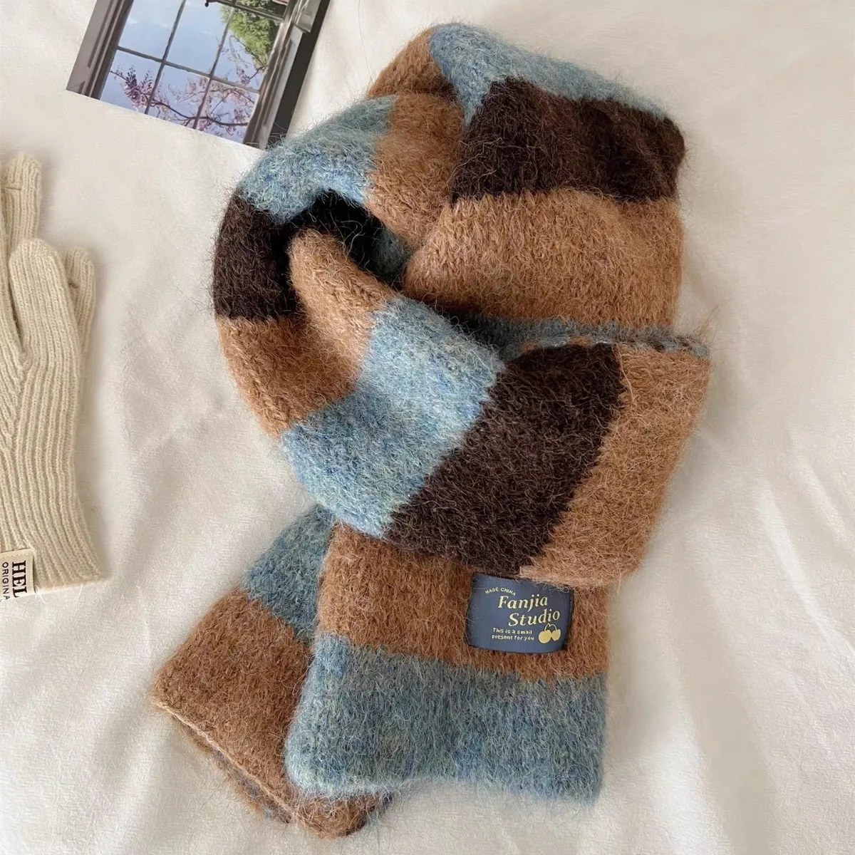 Женская осень и зима 2025 года, новая корейская версия с шерстяными шарфами, ощущение высокого класса, теплая атмосфера, защита шеи шарфа