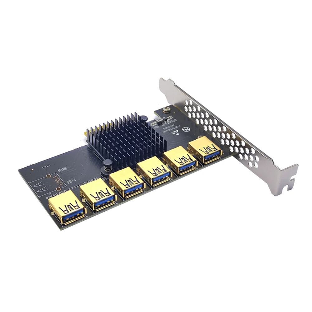 PCI-E to PCI-E Adapter 1 Turn 6 PCI-Express Slot 1X to 16X USB 3.0 Mining Special Riser Card Converter for BTC Mining