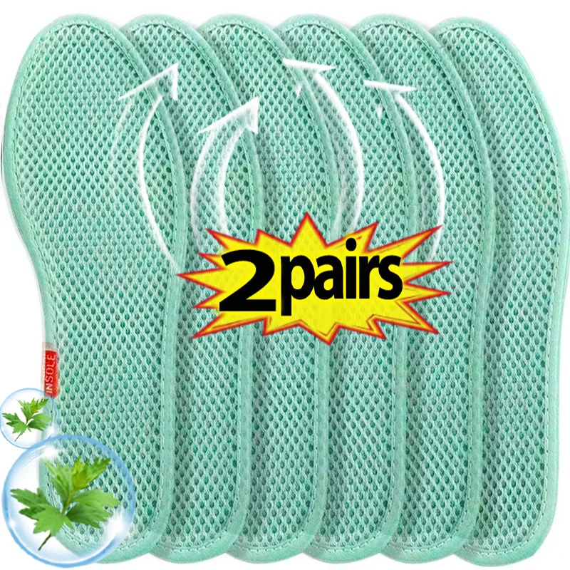 

2Pairs Breathable Wormwood Insoles Deodorant Insoles Absorb-Sweat Running Sport Insert Pads Spring Autumn Unisex Mesh Insoles