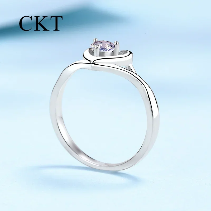 خاتم مويسانيتي من الذهب الأبيض عيار 18 قيراط عيار 18 قيراط 0.3 قيراط للنساء من البلاتين Pt950 - عنصر مجوهرات راقي جذاب