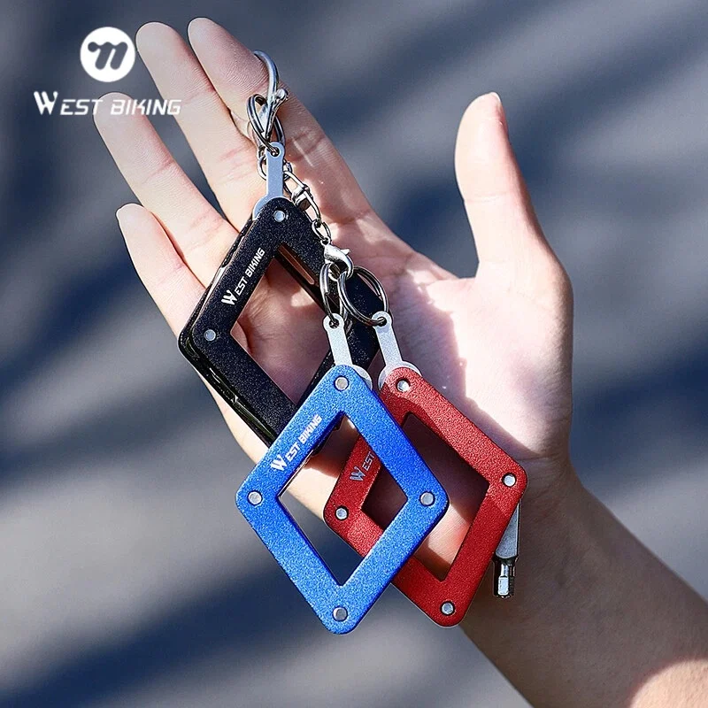 WEST BIKING 8 In 1 Bicycle Multi Tool Portable Aluminum Alloy Bike Repair Kit Keychain Emergency Maintenance Tools Multi Tool