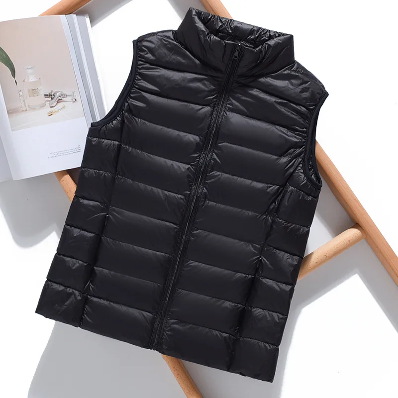 Stand Collar Ultralight Duck Down Vest Waistcoat Women Portable Sleeveless Windproof Warm Down Coat Jacket