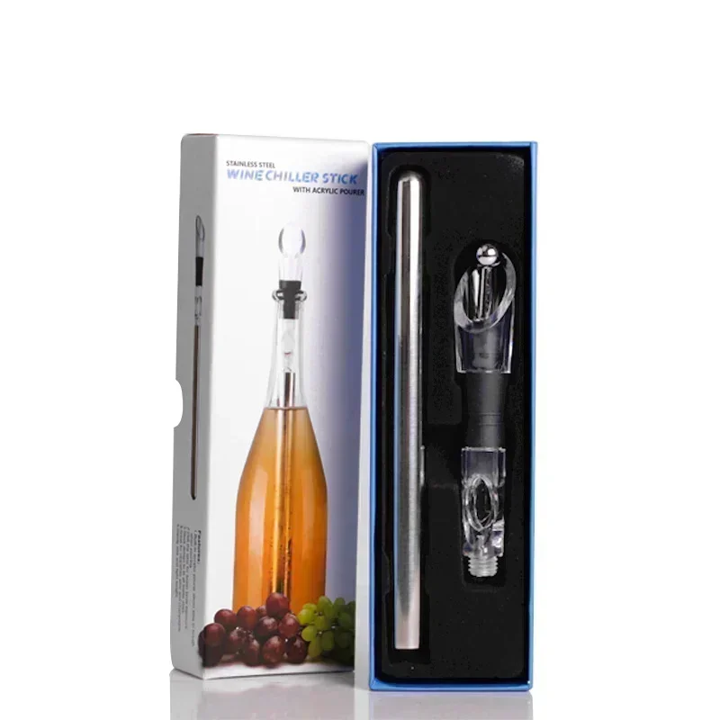 Stainless Steel Wine Bottle Cooler Chill Chilling Cooling Stick with An Aerator and Pourer Spout Freezer Cooler