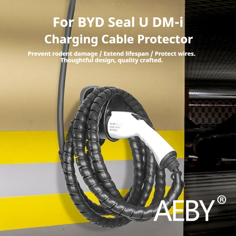 

AEBY For BYD Seal U DM-i 2020-2025 EV Charger Cable Protector Sleeve, Anti Scratch Dust Proof Cover, Car Charging Accessories