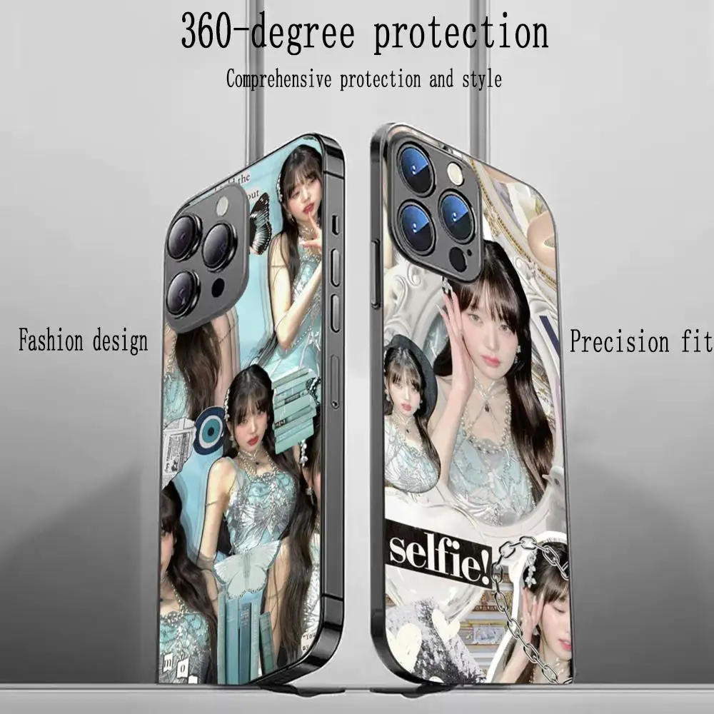 Beauty girl Jang Wonyoung Phone Case For iPhone 16 15 14 13 12 11 X XR XS 8 Plus Mini Pro Max Soft black Shockproof Cover