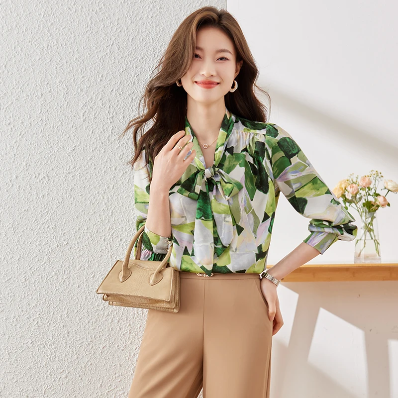 

AIyssa-Professional Floral Shirt for Women, Fashionable Clothing, Single, High Quality, 2024 Exudes Feminine Elegant