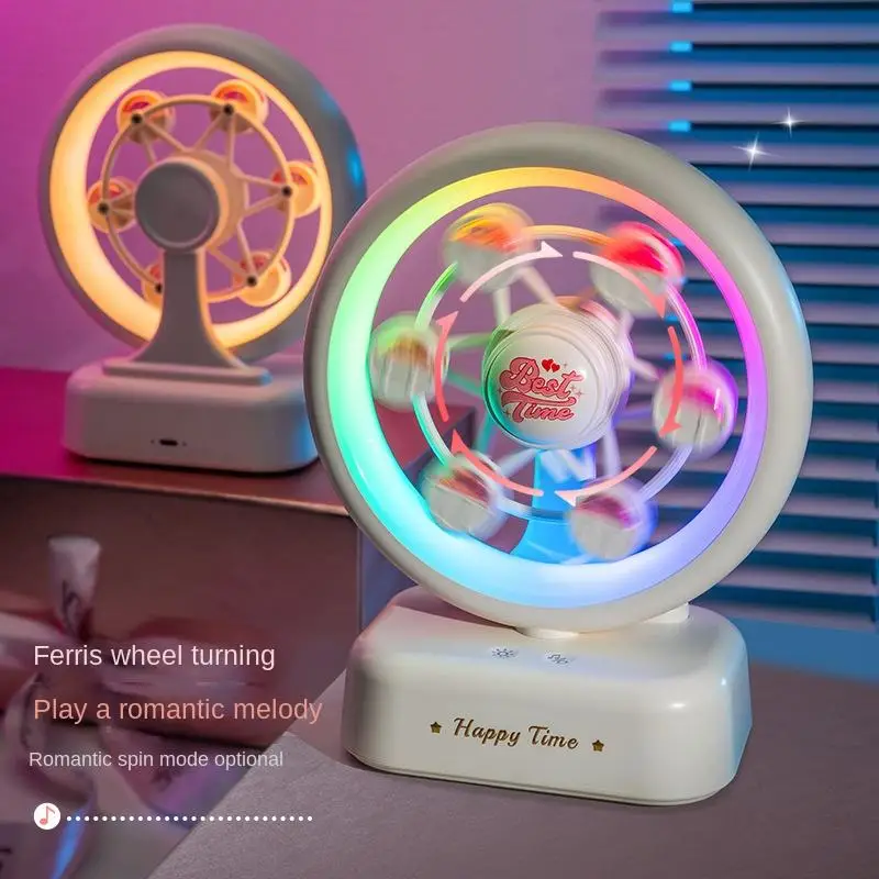 

Rotating Ferris Wheel Desk RGB Mood Night Light With Bluetooth Speaker USB Rechargeable Music Table Lamp Home Room Decor Gifts