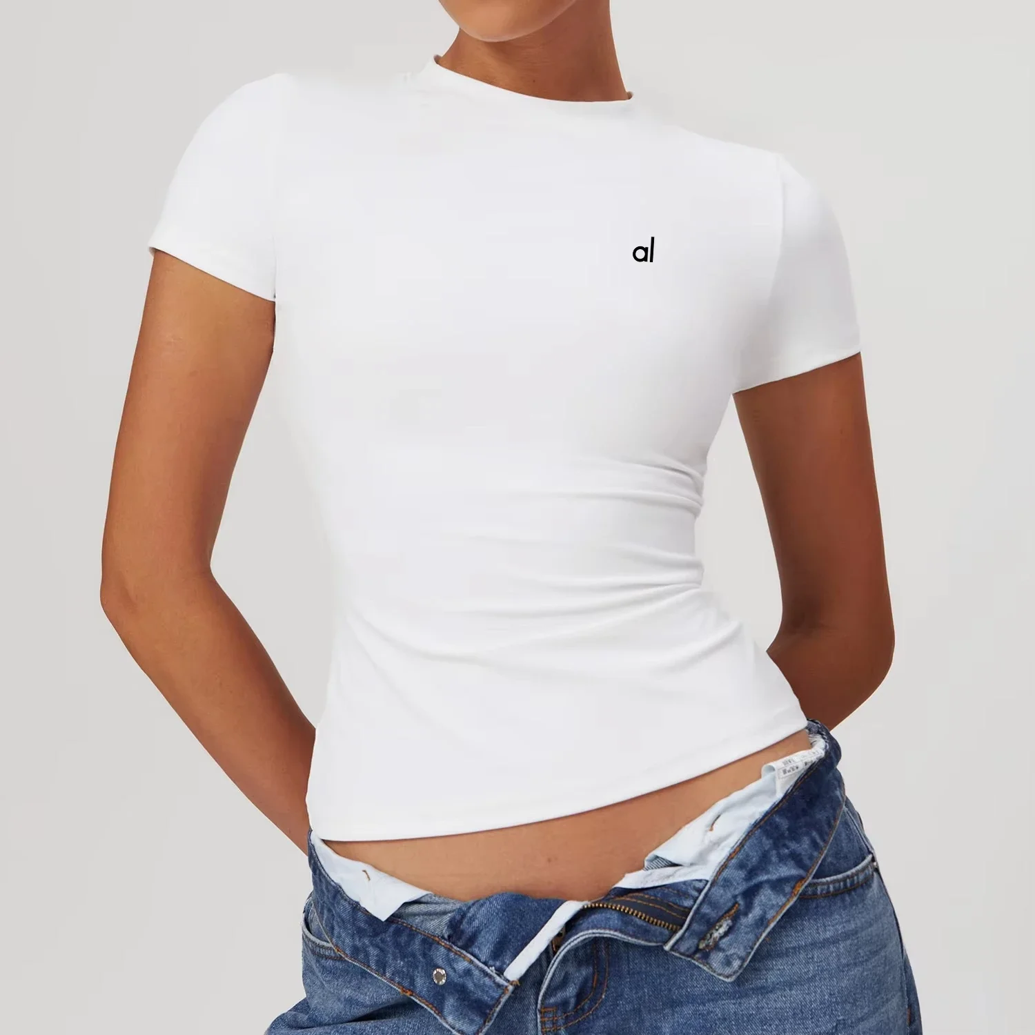 

AL Sports Yoga T-shirt Women's Gym Tees Cotton Short Sleeves Fashion Women Breathable and Sweat-absorbingT-shirt Oversized Tops