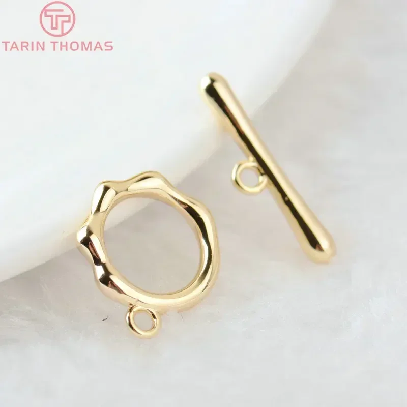 (3245)6 Sets O:13MM T:20MM 24K Gold Color Plated Brass Round Bracelet O Toggle Clasps High Quality Diy Jewelry Accessories