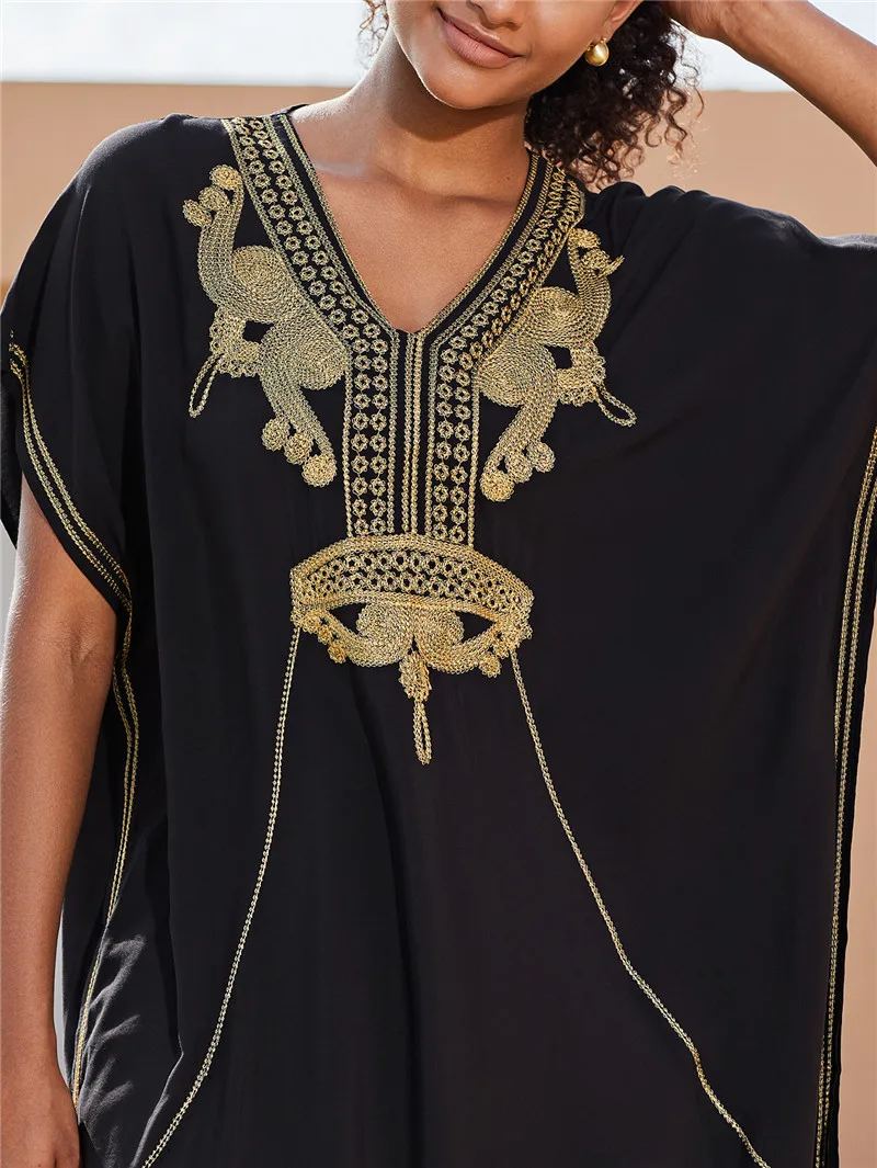 Plus Size Kaftan Dresses for Women Caftans Loungewear Embroidered Beach Kaftan Cover Up Mumu House Dress image 3