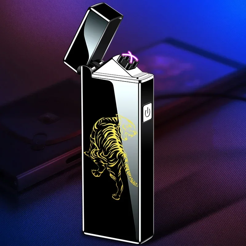 Electric Lighter - Rechargeable USB Plasma Windproof Double Arc Lighter with Gift Box Suitable for Gifts 2024 New