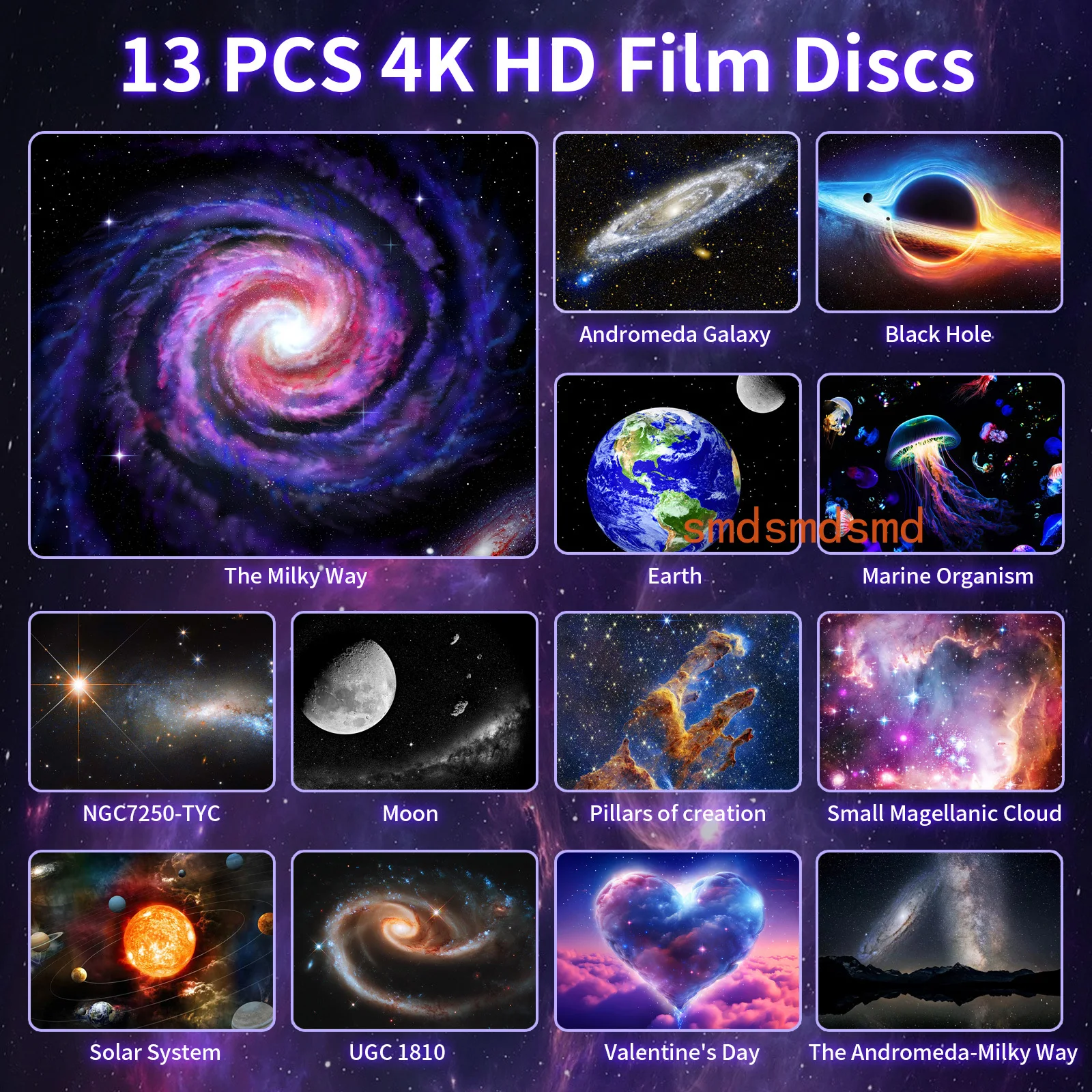 1 pc 13 in 1 Star Projector Night Light Galaxy Projector Bedroom Planetarium Projector with Timer and Rotation Function