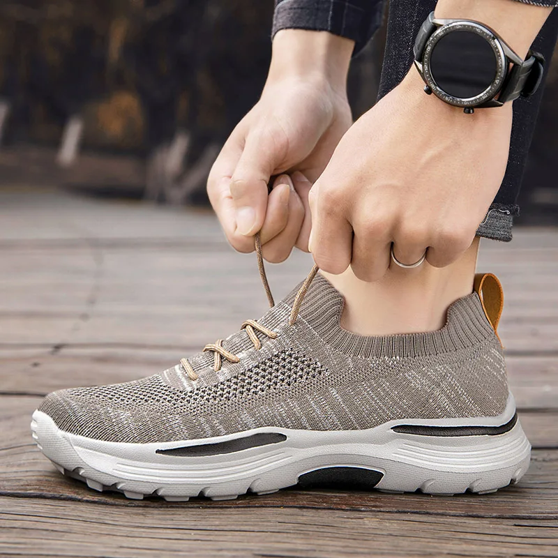 Spring Autumn New Men Casual Shoes Breathable Mesh Lace-up Lightweight Walking Shoes Comfortable Outdoor Sneakers Driving Shoes