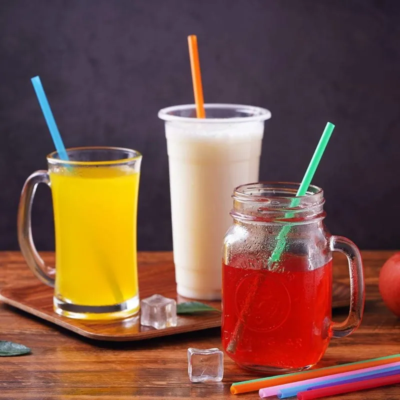 300/100pcs Colorful Disposable Straws Plastic Drinking Straw for Milk Tea Juice Cocktail Wedding Birthday Party Decor Supplies