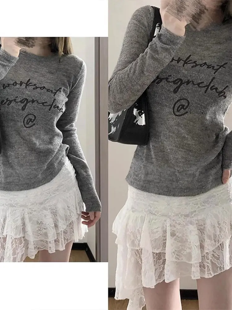 High Waist Asymmetrical Lace Skirt for Women Summer New Style plus Size Drifting Belt Anti Exposure Super Short Skirt