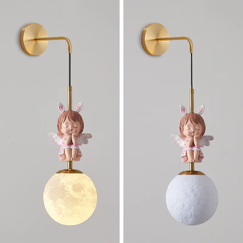 

DINDALLED Moon Planet LED Wall Lamp Kids Bedside Sconce for Children's Bedroom Nursery Night Light