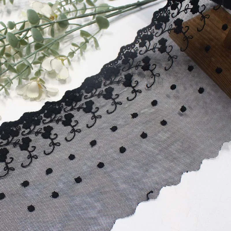 

59Yards Floral Embroidered Lace Trim for Ladies Mesh Polyester Fabric with Beautiful Flower Design for Headscarf Abaya