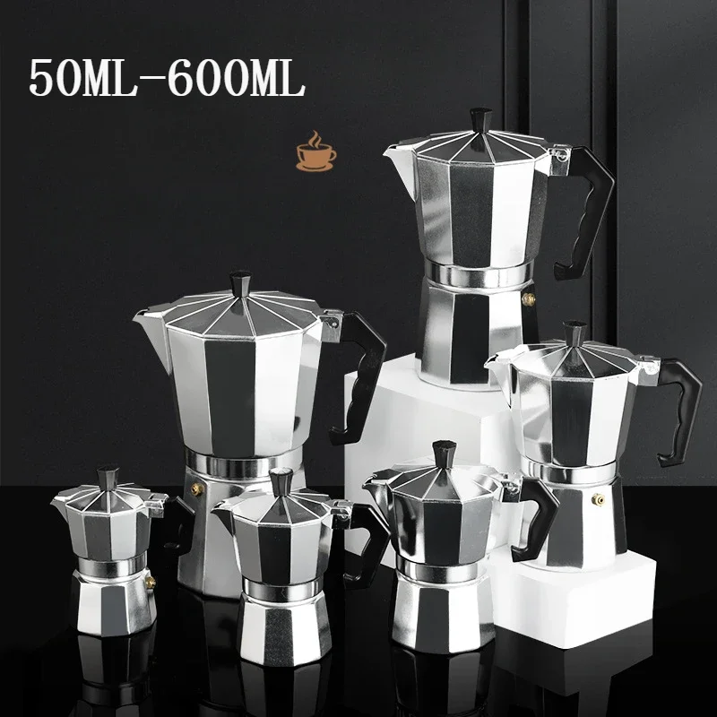 Aluminum Moka Pot with Electric Burner Stove Top Coffee Maker Espresso Percolator Mocha Kettle Heater Home Household 50ml-600ml