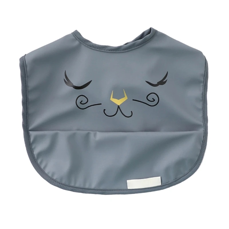 Infant PU Leather Waterproof Feeding Cloth Baby Drool Bib Burp Cloth with Pocket