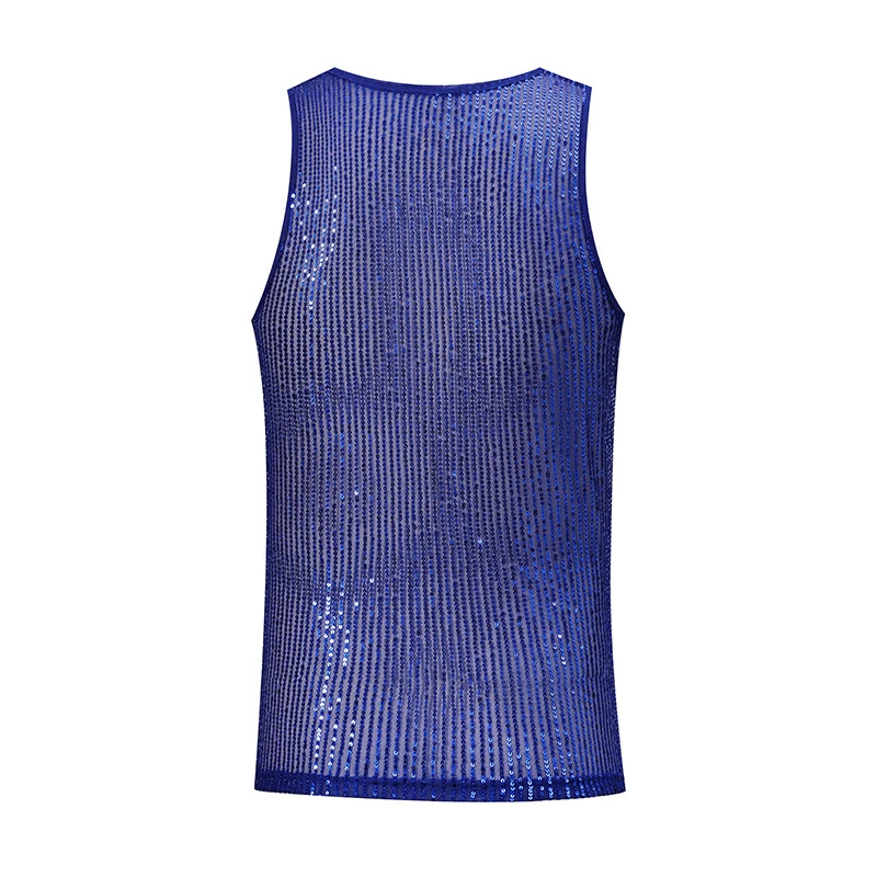 Herren T-Shirts und Polos Pailletten-Tanktop Glitzernde Weste Rundhals-Party-Nachtclub-Festival-Bühnen-Performance-T-Shirt Crop-Tops 2026 – Detail 7