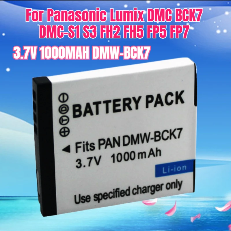3.7V 1000MAH DMW-BCK7 BCK7E Battery Charger for Panasonic Lumix DMC BCK7 DMC-S1 S3 FH2 FH5 FP5 FP7