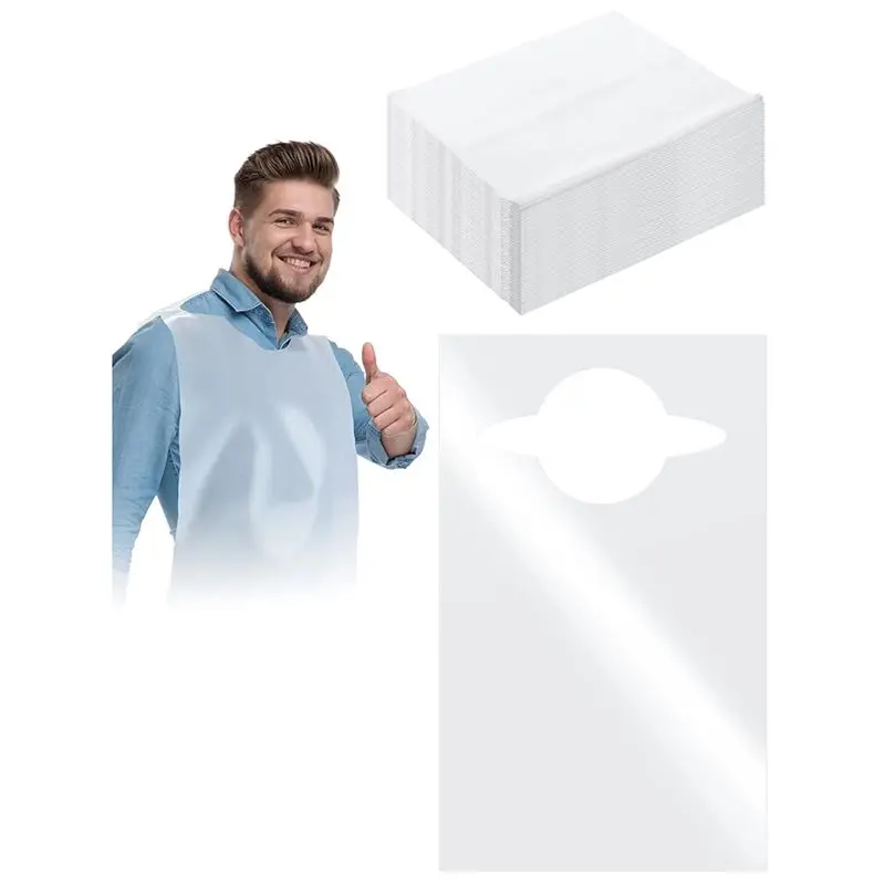 Disposable Plastic Adult Bibs 100 Pcs For Elderly For-Eating Single Use Dining Clothing Protectors
