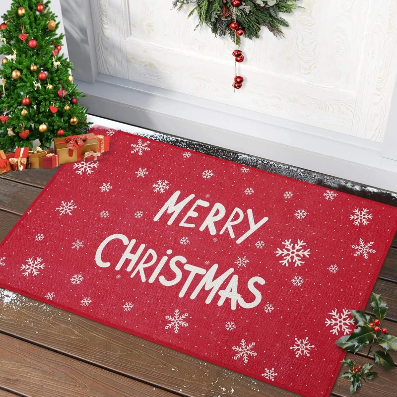 Christmas entrance by mat 61X90cm outdoor bedroom living room kitchen decorative floor mat (red)