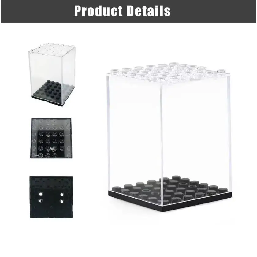 8,12,16pcs Building Block Dustproof Transparent Cover Accessories Rectangular Display Box For Children's Toys Trendy Storage Box