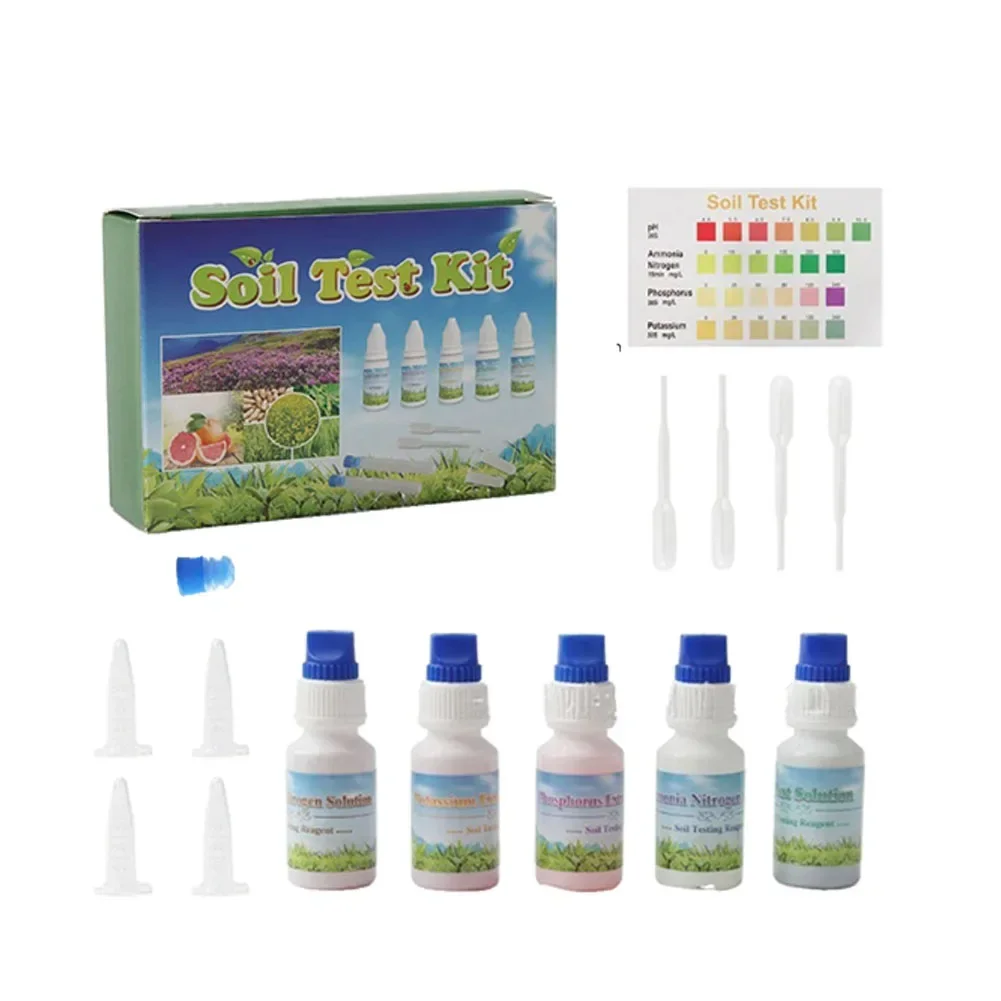 Imagem -05 - Kit de Teste do Solo para Garden Farm em ph Amônia Nitrogênio Fósforo Potatina Fertilidade Solução Reagente Medidor de Acidez 10ml