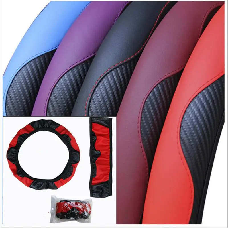 100% Wear resistant Leather Universal Car Steering-wheel Cover 36CM-39CM Car-styling Sport Auto Steering Wheel Covers Anti-Slip