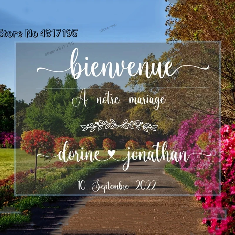 

French Wedding Wall Stickers Love Connecting Each Name a Notre mariage Personalized Name Customization Date Engagement Sticker